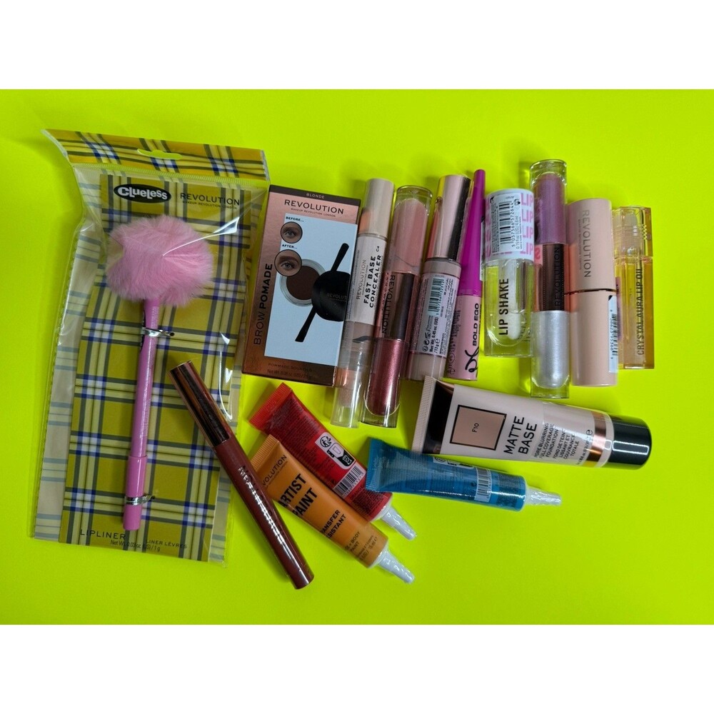 LOT Of 15 Makeup Revolution Cosmetics Lips Eyes Face Body Concealer Brand New